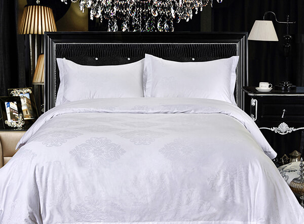 100% cotton 250TC jacquard white 3 star hotel bedding