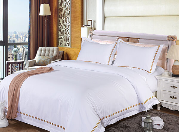 Hotel Bed Linen 400T White Sateen with Embroidery