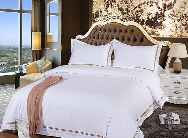 Hotel Bed Linen 400T White Sateen with Embroidery