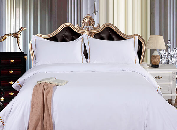 Hotel Bed Linen 400T White Sateen with Embroidery