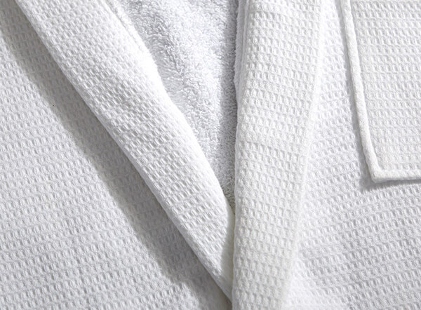 White 100% cotton hotel waffle bathrobe