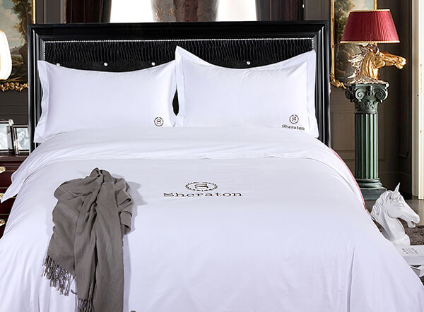 Hotel Bedding Set 400TC White Sateen with Custom Logo