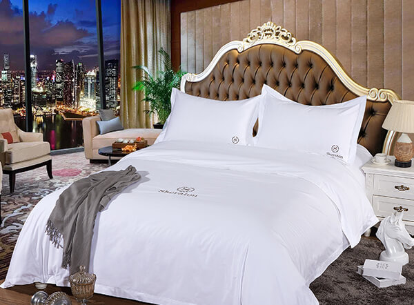 Hotel Bedding Set 400TC White Sateen with Custom Logo