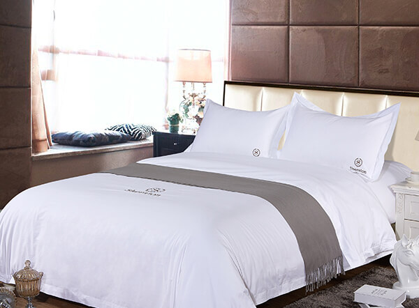Hotel Bedding Set 400TC White Sateen with Custom Logo